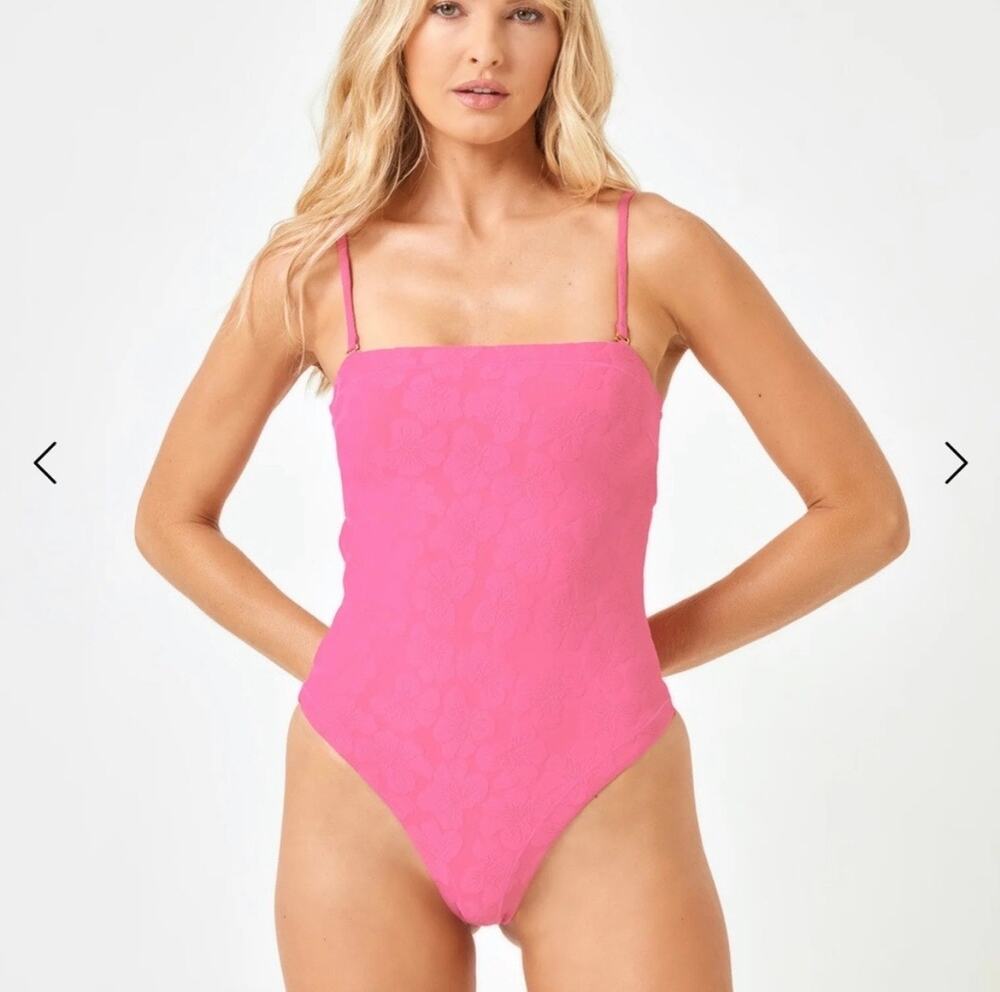 L*Space La Femme Floral One Piece Swimsuit Bitsy Cut Pink Women's XS NWT